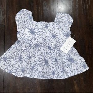 NWT JOIE KIDS white and blue floral top SZ 5/6